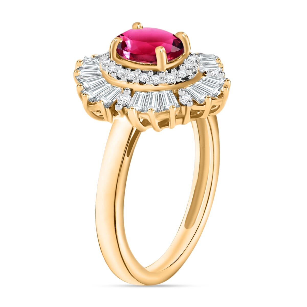 Rhapsody AAAA Ouro Fino Rubellite and E-F VS2 Diamond 1.60 ctw Ring in 18K Yellow Gold (Size 8.0) 4.50 Grams image number 1