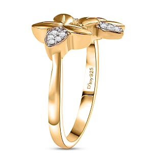 D'Joy Diamond 0.10 ctw Floral Ring in 18K Vermeil Yellow Gold Over Sterling Silver (Size 6.0)