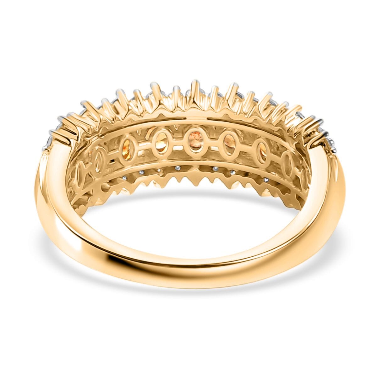 D'Joy Tanzanian Mandarin Garnet and Moissanite 1.90 ctw Fiery Crown Ring in 18K Vermeil Yellow Gold Over Sterling Silver (Size 10.0) image number 4
