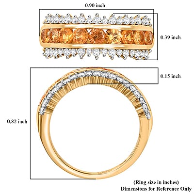 D'Joy Tanzanian Mandarin Garnet and Moissanite 1.90 ctw Fiery Crown Ring in 18K Vermeil Yellow Gold Over Sterling Silver (Size 10.0)