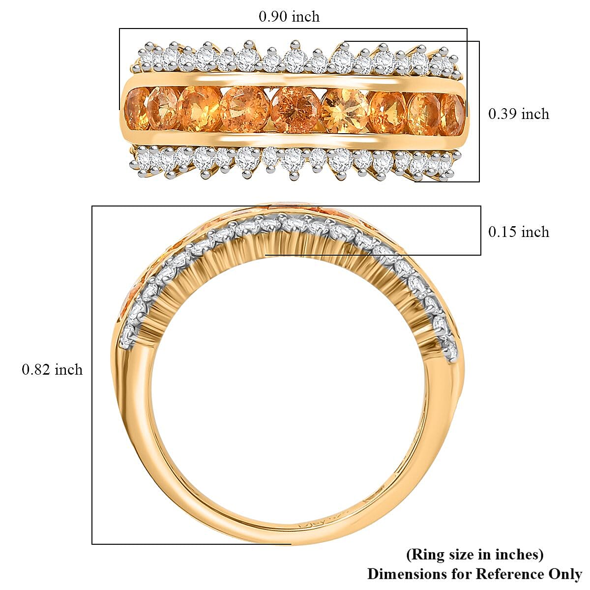 D'Joy Tanzanian Mandarin Garnet and Moissanite 1.90 ctw Fiery Crown Ring in 18K Vermeil Yellow Gold Over Sterling Silver (Size 7.0)