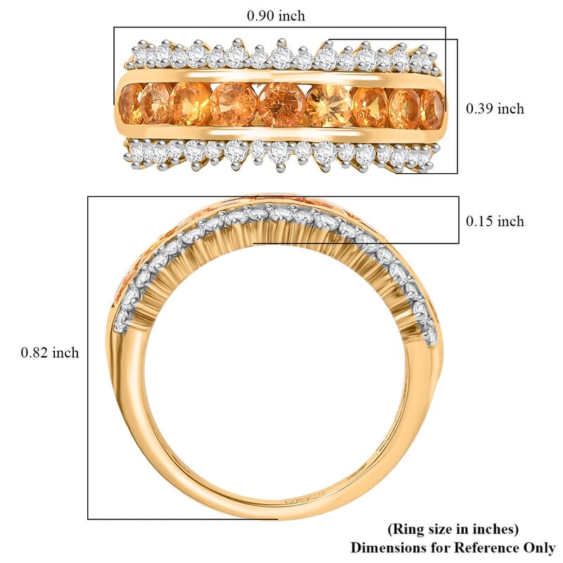 D'Joy Tanzanian Mandarin Garnet and Moissanite 1.90 ctw Fiery Crown Ring in 18K Vermeil Yellow Gold Over Sterling Silver (Size 7.0)