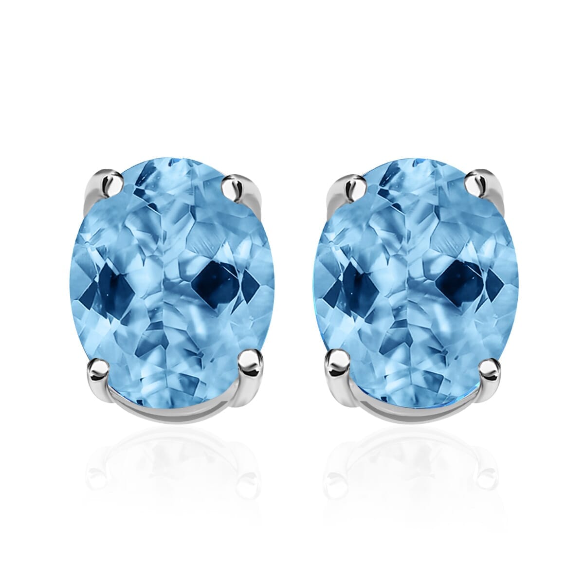 18K Yellow Gold   Santamaria Aquamarine  Solitaire Stud Push Post Earring ,  Gold Wt. 2.5 g 2.60 ctw image number 0
