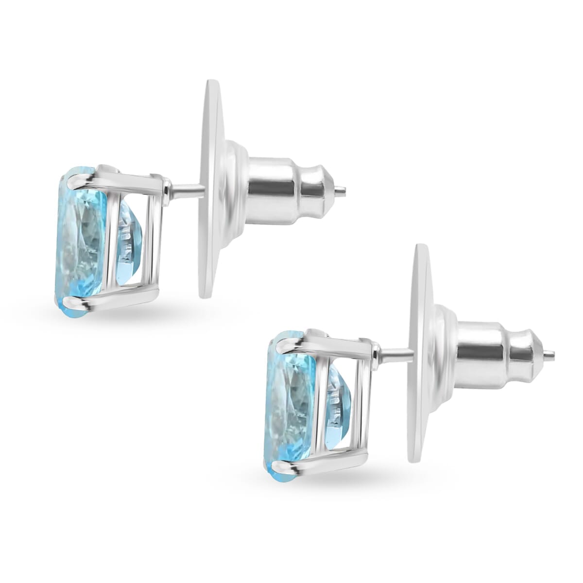 18K Yellow Gold   Santamaria Aquamarine  Solitaire Stud Push Post Earring ,  Gold Wt. 2.5 g 2.60 ctw image number 2