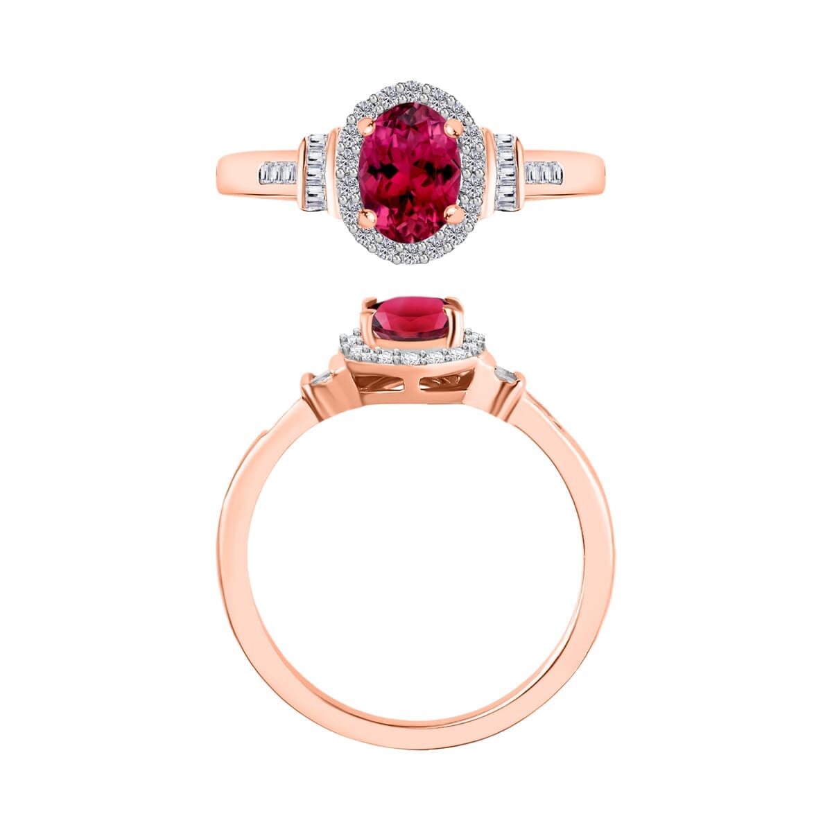 Rhapsody AAAA Ouro Fino Rubellite and E-F VS2 Diamond 1.00 ctw Ring in 18K Rose Gold (Size 10.5) 4.20 Grams image number 1