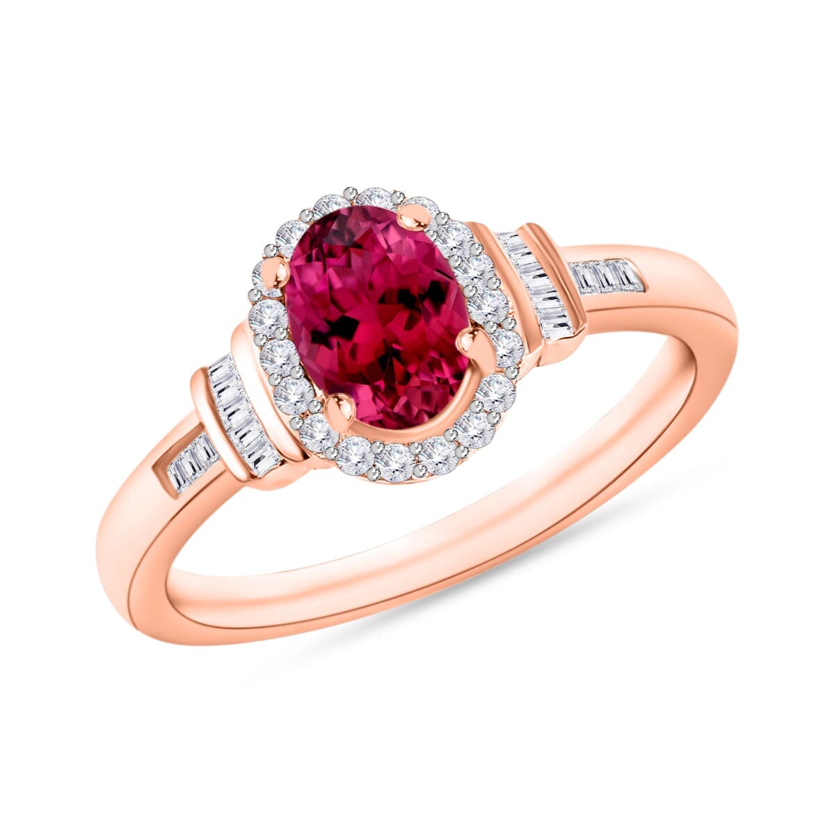 Rhapsody AAAA Ouro Fino Rubellite and E-F VS2 Diamond 1.00 ctw Ring in 18K Rose Gold (Size 6.0) 4.20 Grams image number 0