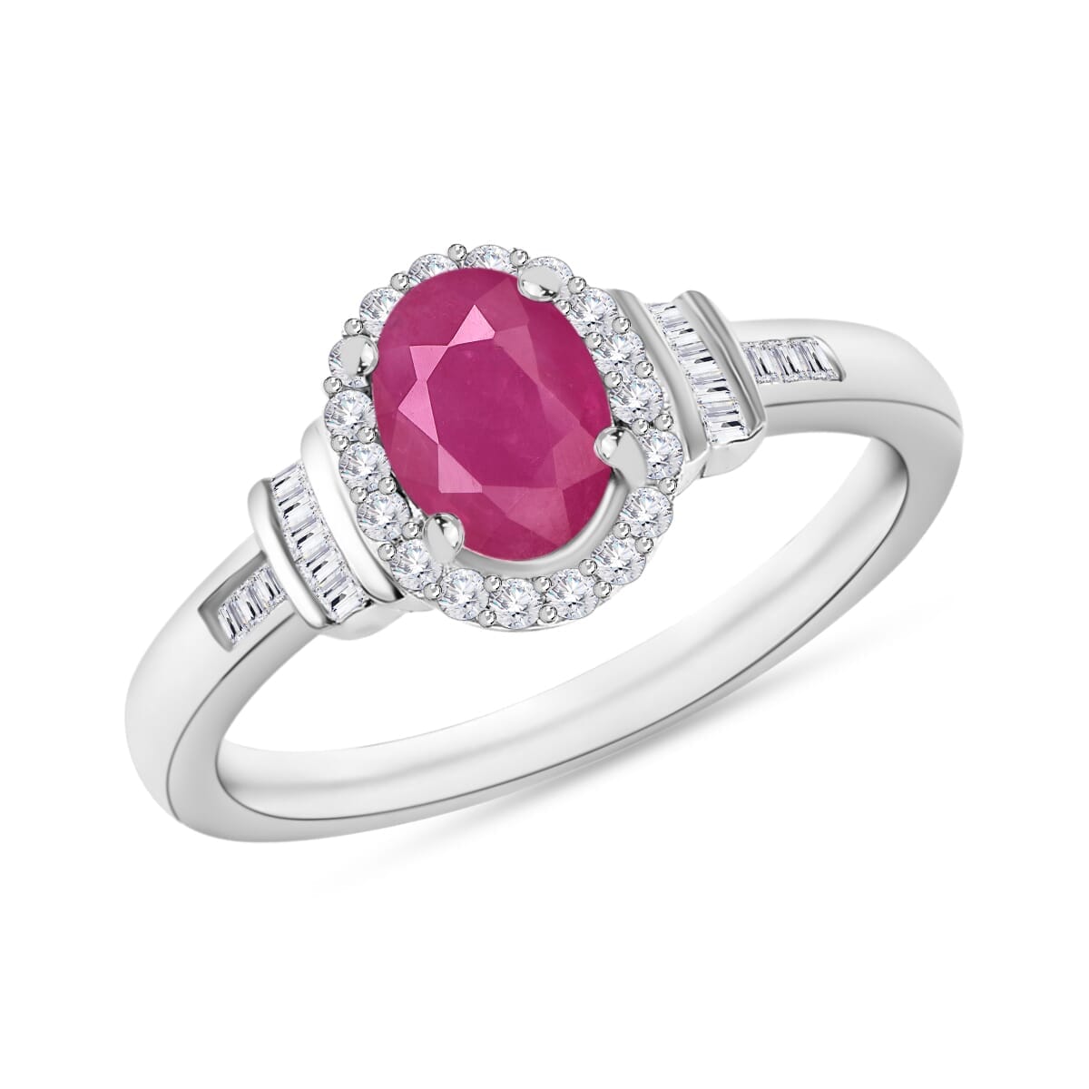 Rhapsody AAAA Mozambique Ruby and E-F VS2 Diamond 1.30 ctw Ring in 18K White Gold (Size 10.0) 4.20 Grams image number 0