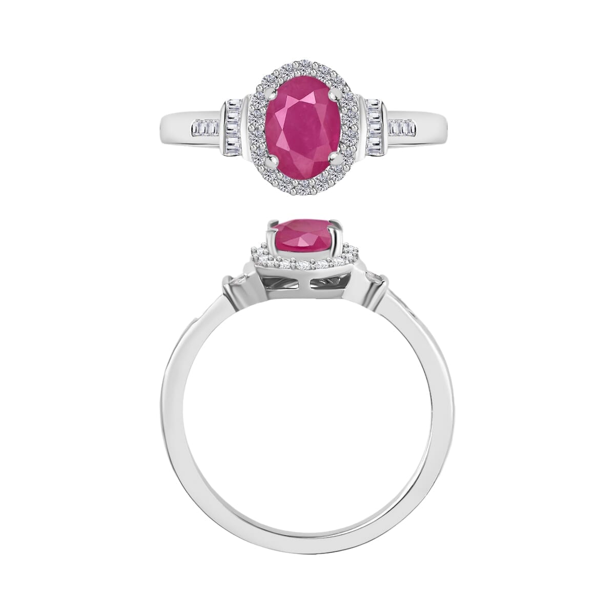 Rhapsody AAAA Mozambique Ruby and E-F VS2 Diamond 1.30 ctw Ring in 18K White Gold (Size 10.0) 4.20 Grams image number 2