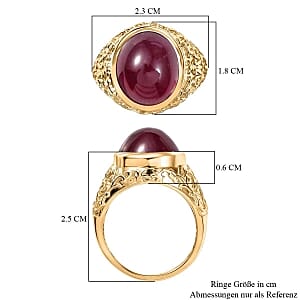 Niassa Ruby (FF) 13.00 ctw Solitaire Ring in 18K Vermeil Yellow Gold Over Sterling Silver (Size 6.5)