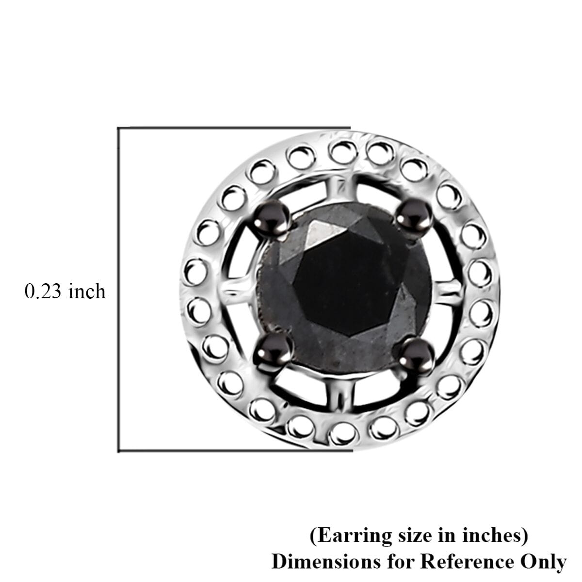 D'Joy Black Diamond (IR) Solitaire Stud Earrings in Rhodium Over Sterling Silver 0.35 ctw image number 5