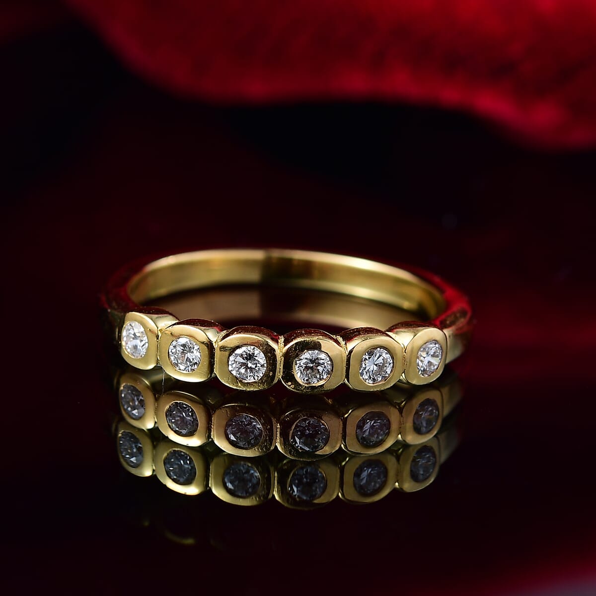 Luxuriant Lab Grown Diamond G-H SI 0.25 ctw Ring in 18K Vermeil Yellow Gold Over Sterling Silver (Size 10.0) image number 1