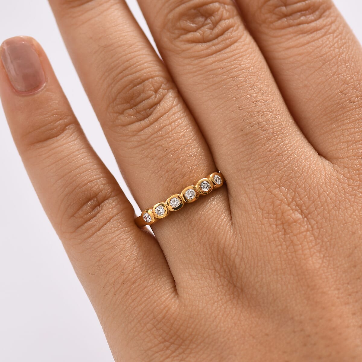 Luxuriant Lab Grown Diamond G-H SI 0.25 ctw Ring in 18K Vermeil Yellow Gold Over Sterling Silver (Size 10.0) image number 2