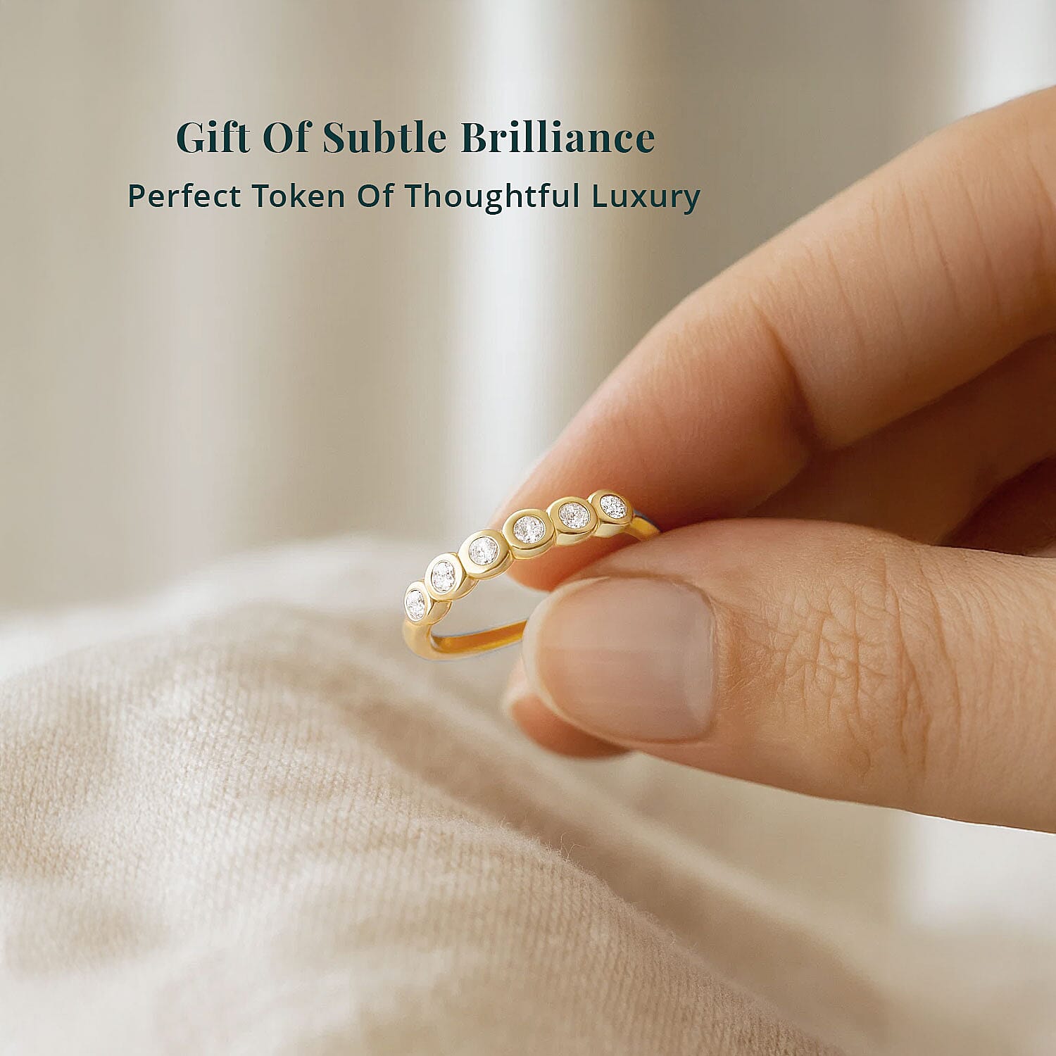 Luxuriant Lab Grown Diamond G-H SI 0.25 ctw Ring in 18K Vermeil Yellow Gold Over Sterling Silver (Size 10.0)