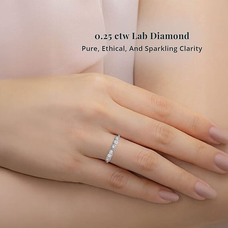 Luxuriant Lab Grown Diamond G-H SI 0.25 ctw Ring in Rhodium Over Sterling Silver (Size 10.0) 
