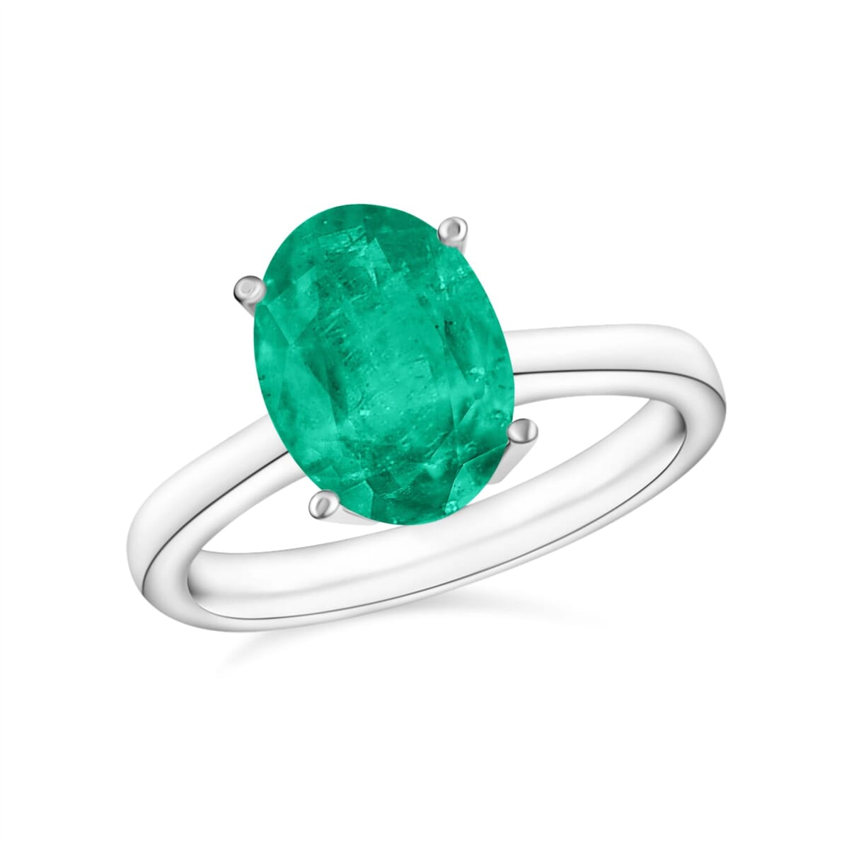 Rhapsody 18K White Gold AAAA Kagem Zambian Emerald Solitaire Ring (Size 7.0) 5.50 Grams 1.80 ctw image number 0