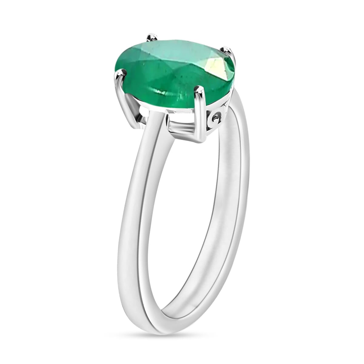 Rhapsody 18K White Gold AAAA Kagem Zambian Emerald Solitaire Ring (Size 7.0) 5.50 Grams 1.80 ctw image number 2
