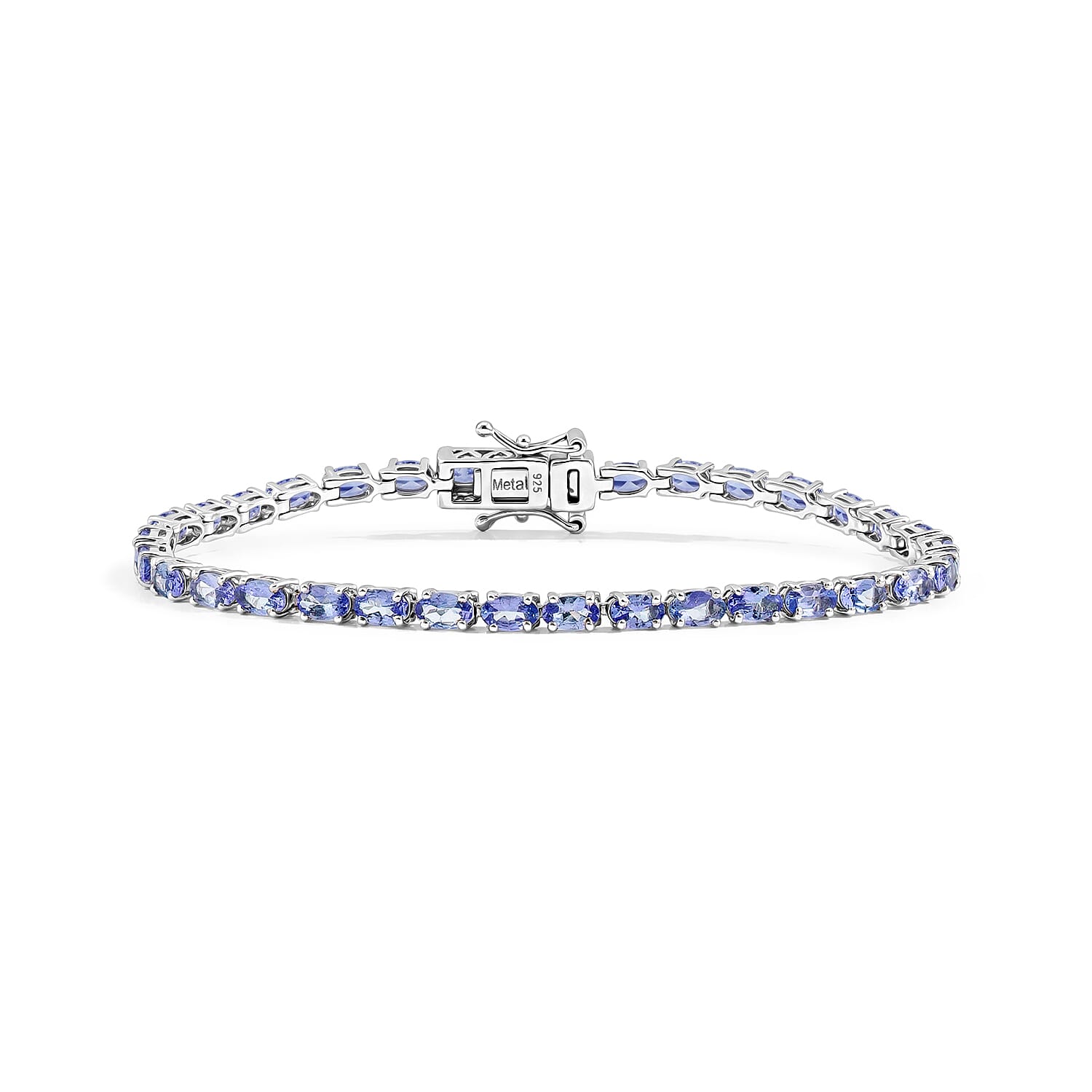 Tanzanite 7.70 ctw Bracelet in Rhodium Over Sterling Silver (7.0 In)