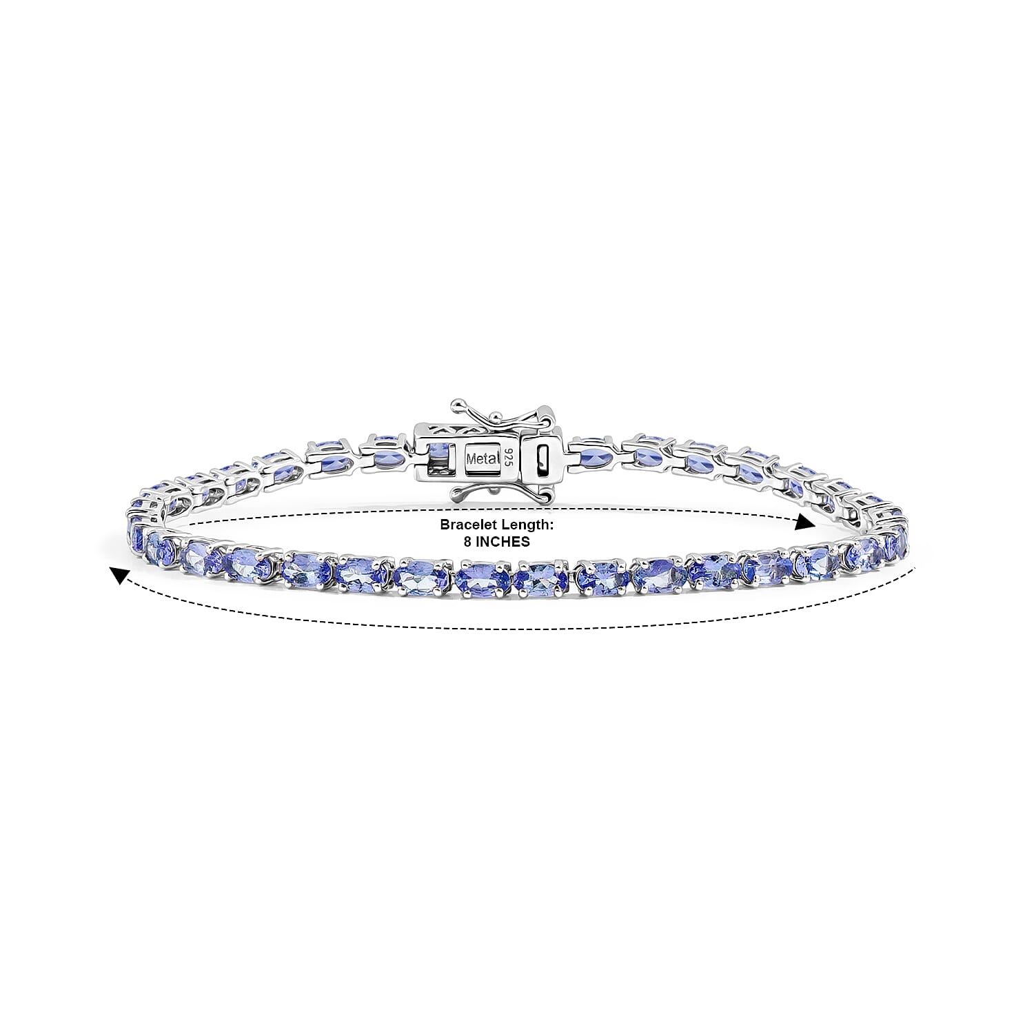 Tanzanite 7.70 ctw Bracelet in Rhodium Over Sterling Silver (7.0 In)