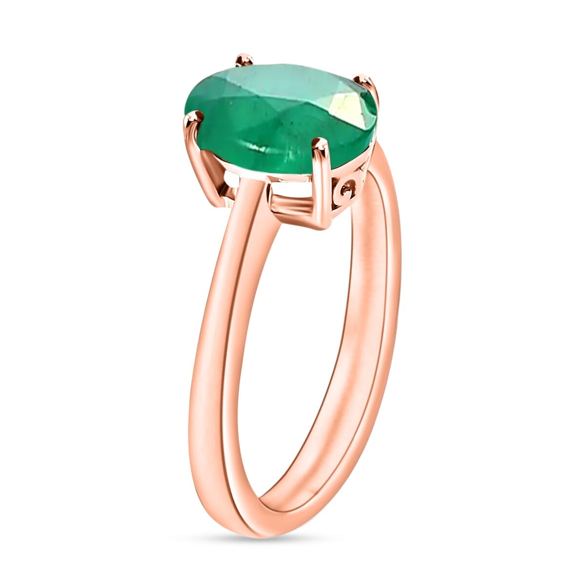 Rhapsody 18K Rose Gold AAAA Kagem Zambian Emerald Solitaire Ring (Size 4.0) 5.50 Grams 1.80 ctw image number 2