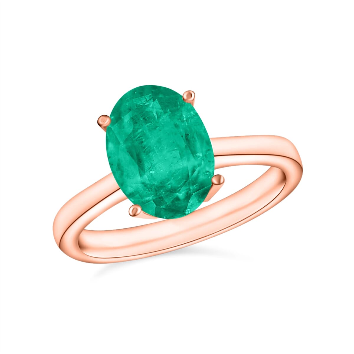 Rhapsody 18K Rose Gold AAAA Kagem Zambian Emerald Solitaire Ring (Size 6.0) 5.50 Grams 1.80 ctw image number 0