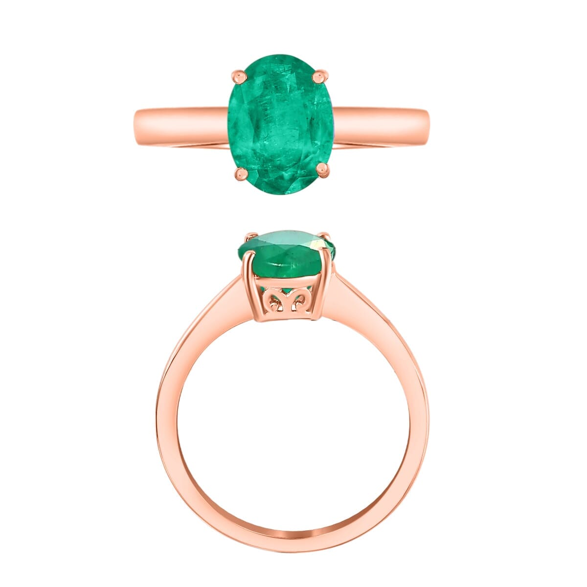 Rhapsody 18K Rose Gold AAAA Kagem Zambian Emerald Solitaire Ring (Size 6.0) 5.50 Grams 1.80 ctw image number 3