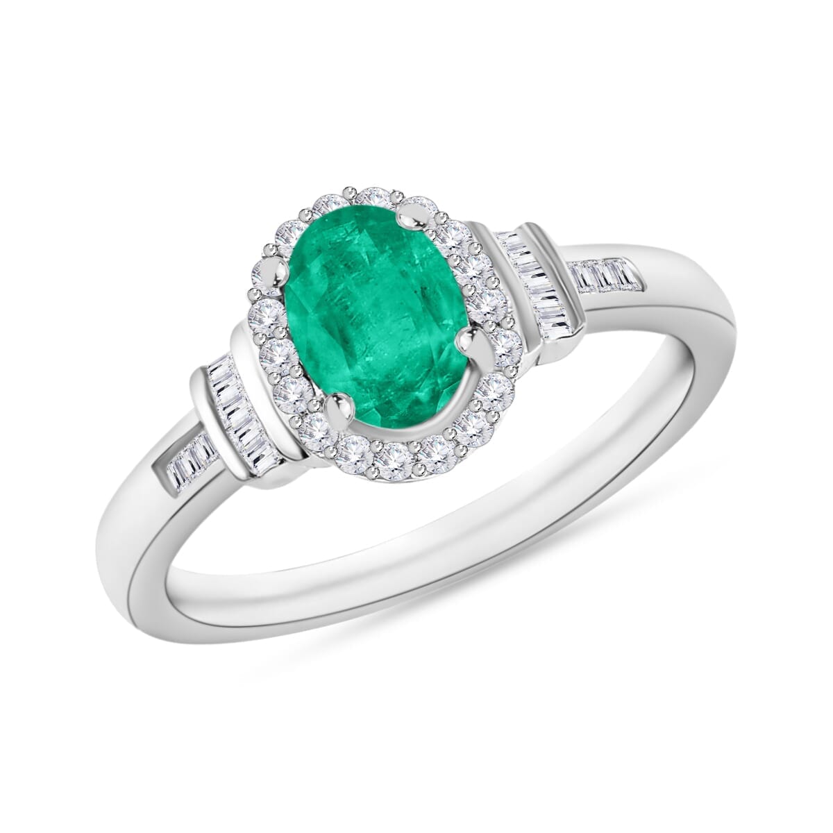 Rhapsody AAAA Kagem Zambian Emerald and E-F VS2 Diamond 1.00 ctw Ring in 18K White Gold (Size 10.0) 4.20 Grams image number 0
