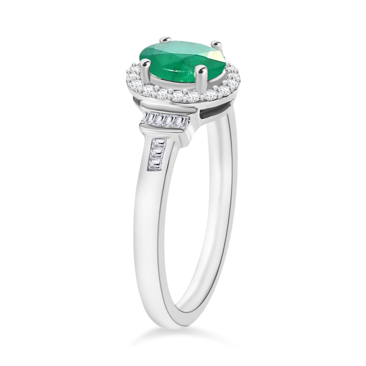 Rhapsody AAAA Kagem Zambian Emerald and E-F VS2 Diamond 1.00 ctw Ring in 18K White Gold (Size 10.0) 4.20 Grams image number 1
