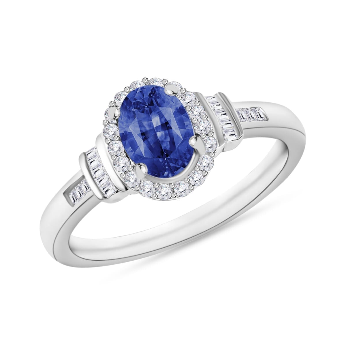 Rhapsody AAAA Ceylon Blue Sapphire and E-F VS2 Diamond 1.19 ctw Ring in 18K White Gold (Size 5.0) 4.20 Grams image number 0