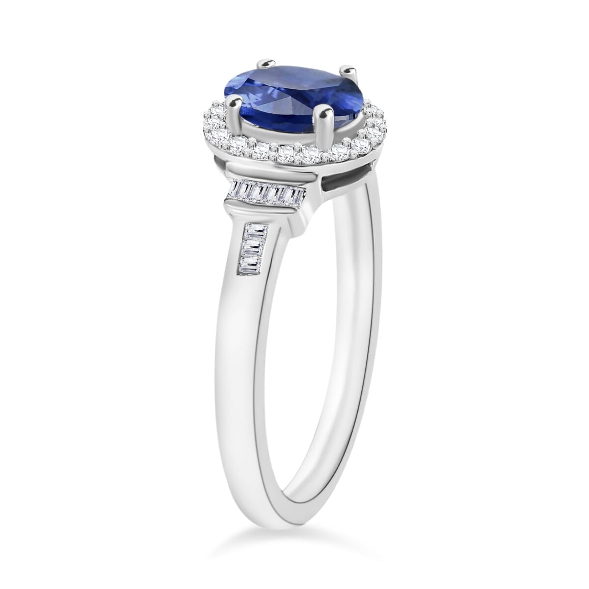 Rhapsody AAAA Ceylon Blue Sapphire and E-F VS2 Diamond 1.19 ctw Ring in 18K White Gold (Size 5.0) 4.20 Grams image number 1