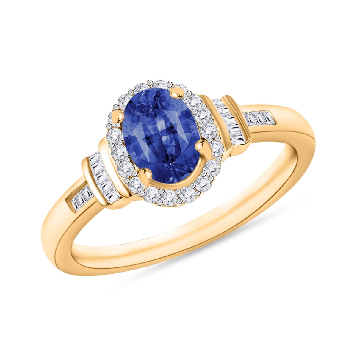 Rhapsody AAAA Ceylon Blue Sapphire and E-F VS2 Diamond 1.19 ctw Ring in 18K Yellow Gold (Size 4.0) 4.20 Grams image number 0