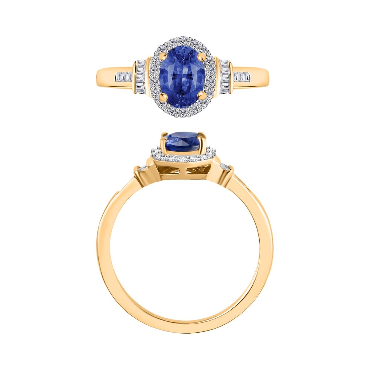 Rhapsody AAAA Ceylon Blue Sapphire and E-F VS2 Diamond 1.19 ctw Ring in 18K Yellow Gold (Size 4.0) 4.20 Grams image number 3