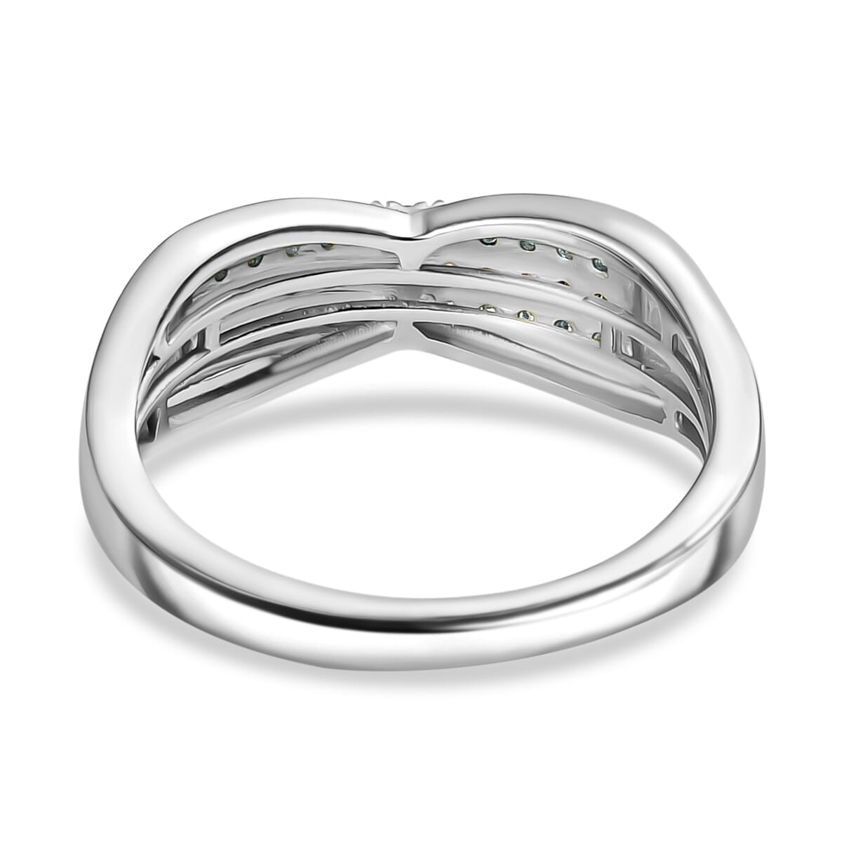 D'Joy Blue Diamond (IR) Ring in Rhodium Over Sterling Silver (Size 10.0) 0.15 ctw image number 4