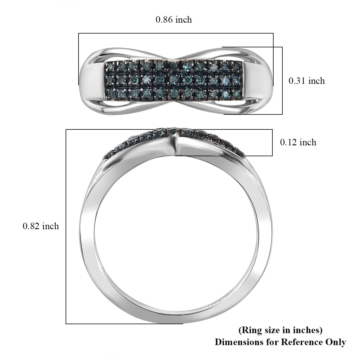 D'Joy Blue Diamond (IR) Ring in Rhodium Over Sterling Silver (Size 10.0) 0.15 ctw image number 5