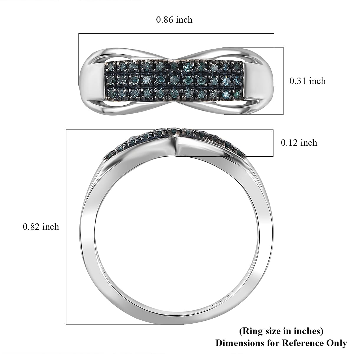 D'Joy Blue Diamond (IR) Ring in Rhodium Over Sterling Silver (Size 6.0) 0.15 ctw image number 5