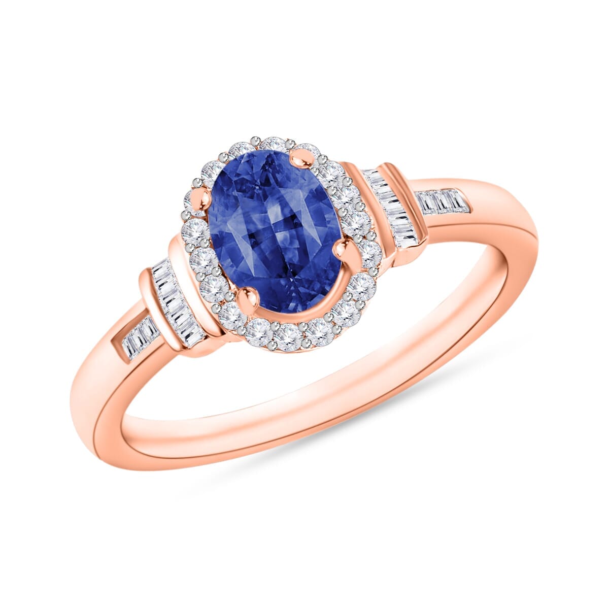Rhapsody AAAA Ceylon Blue Sapphire and E-F VS2 Diamond 1.19 ctw Ring in 18K Rose Gold (Size 11.0) 4.20 Grams image number 0