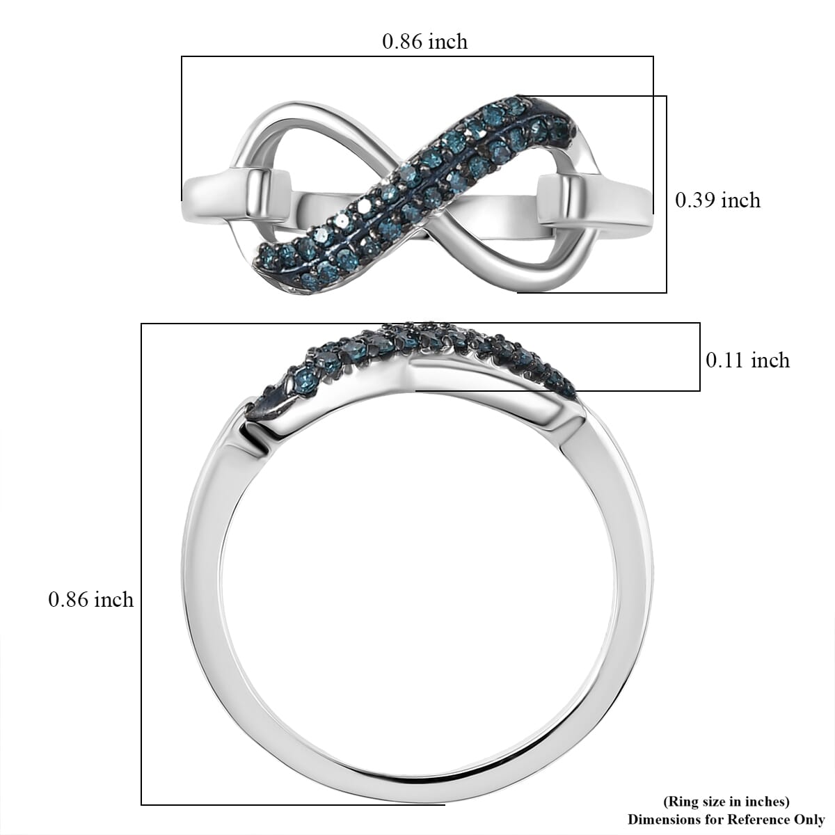 D'Joy Blue Diamond  Ring in Rhodium OverSterling Silver 0.15 ctw image number 5