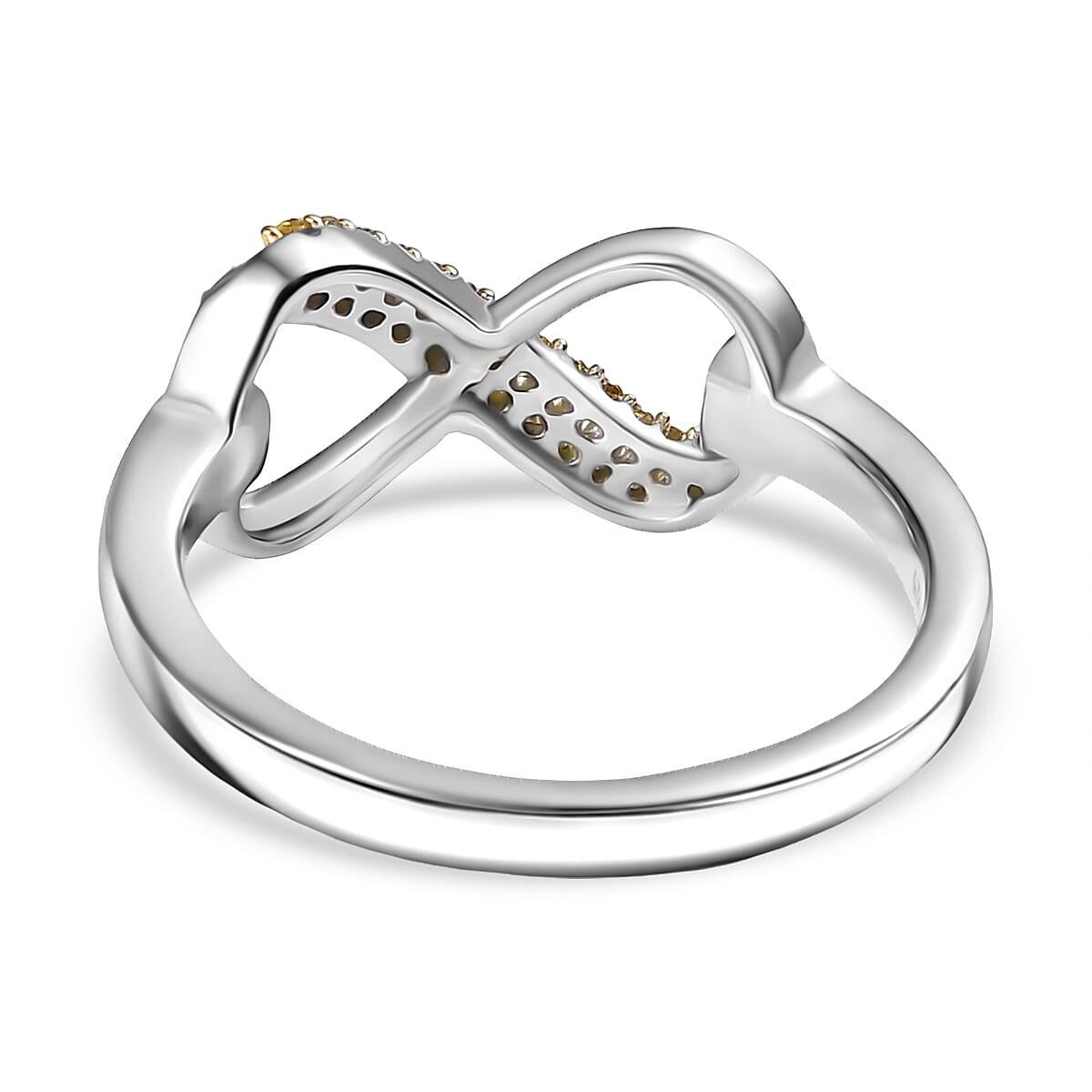 D'Joy Yellow Diamond 0.15 ctw Infinity Ring in Rhodium Over Sterling Silver (Size 7.0) image number 4