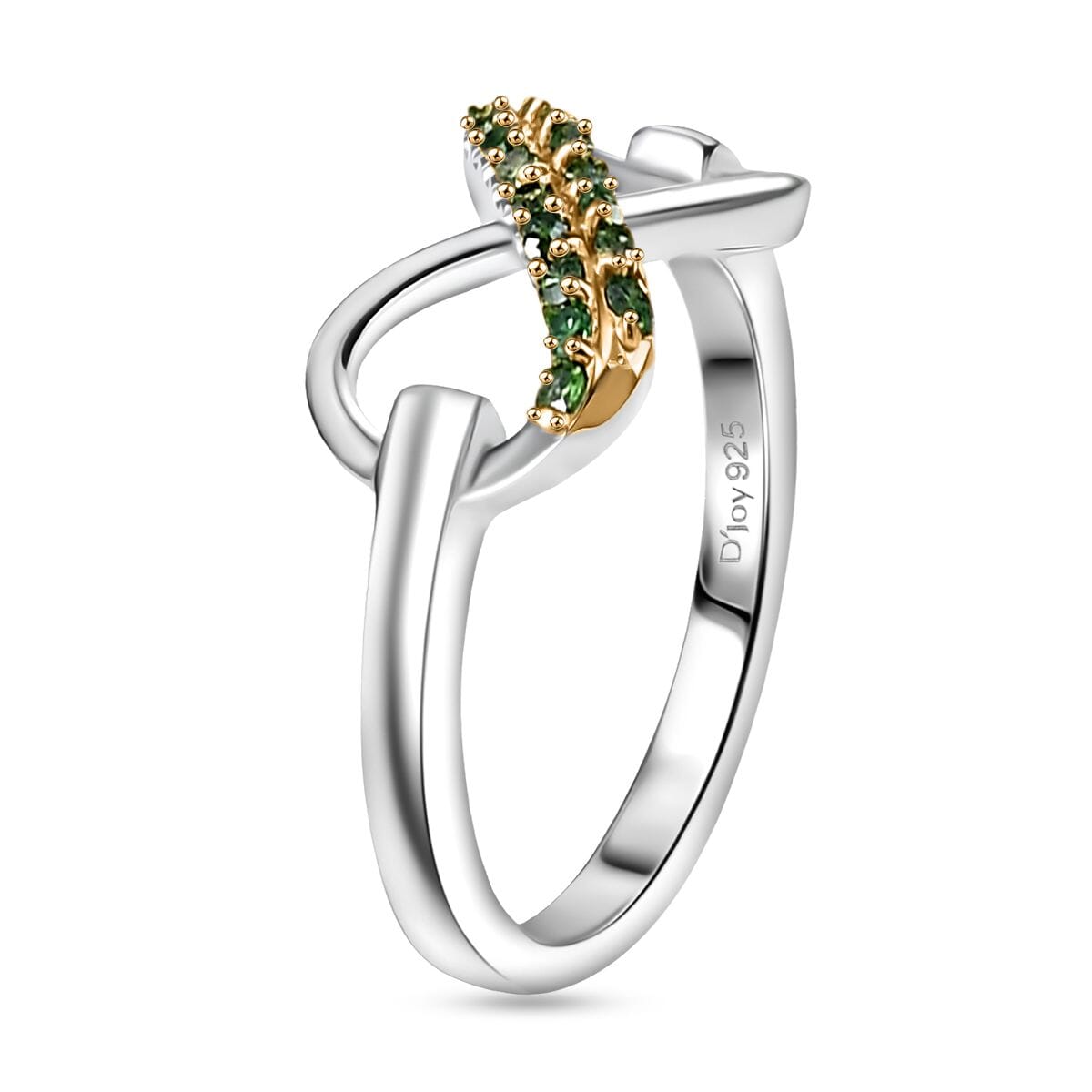 D'Joy Green Diamond (IR) 0.15 ctw Infinity Ring in Rhodium Over Sterling Silver (Size 10.0) image number 3