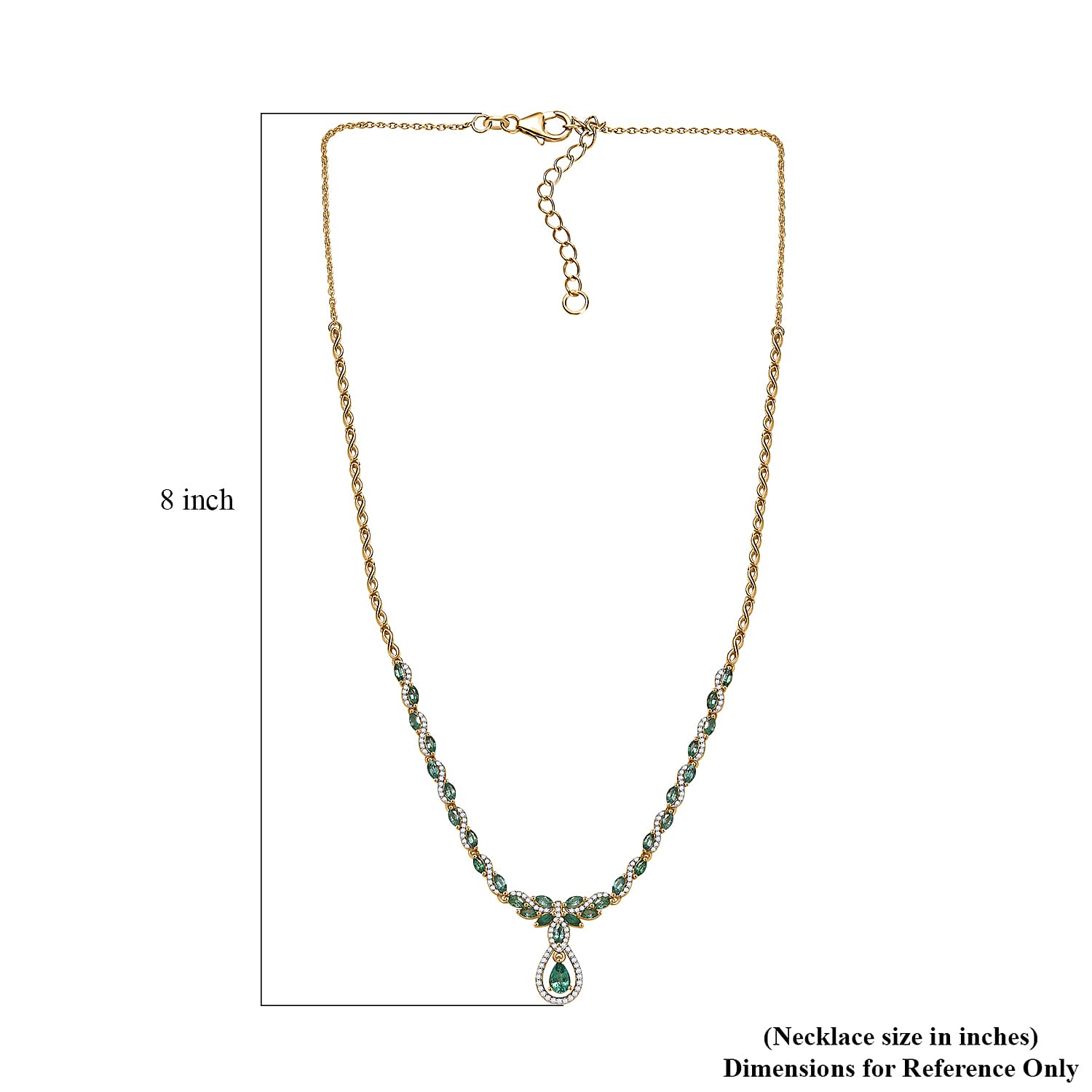 D'Joy Premium Kagem Zambian Emerald and White Zircon 3.90 ctw Whispering Leaves Necklace in 18K Vermeil Yellow Gold Over Sterling Silver 18 Inches