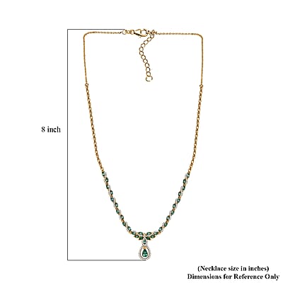 D'Joy Premium Kagem Zambian Emerald and White Zircon 3.90 ctw Whispering Leaves Necklace in 18K Vermeil Yellow Gold Over Sterling Silver 18 Inches