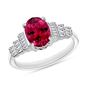 Rhapsody AAAA Ouro Fino Rubellite and E-F VS2 Diamond Ring in 18K White Gold (Size 7.0) 4.5 Grams 1.43 ctw