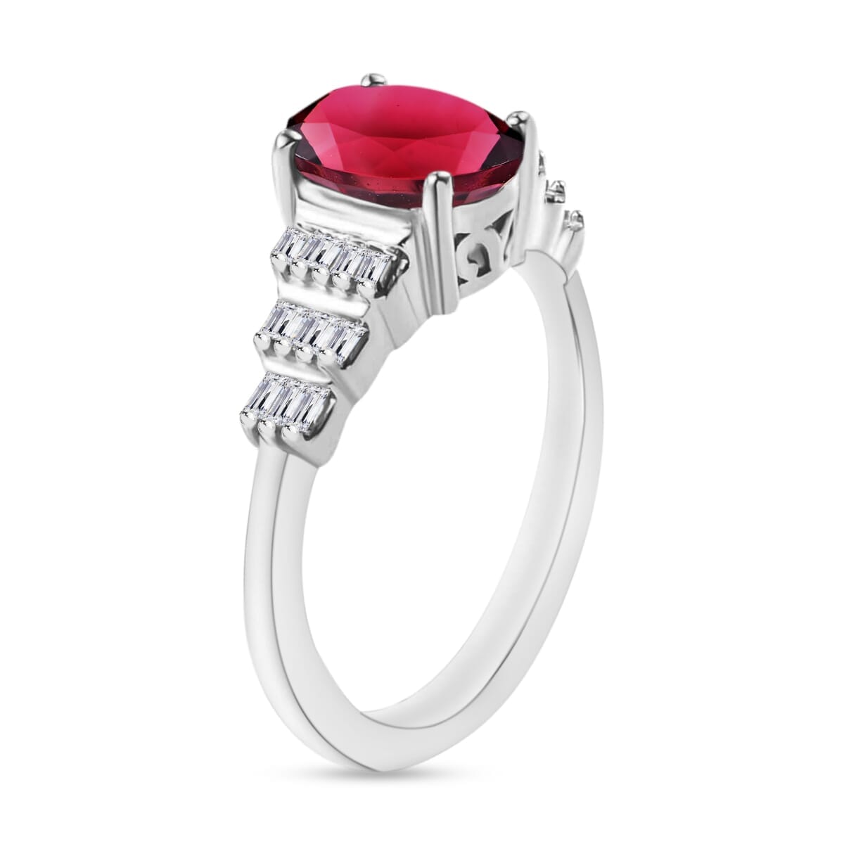 Rhapsody AAAA Ouro Fino Rubellite and E-F VS2 Diamond Ring in 18K White Gold (Size 7.0) 4.5 Grams 1.43 ctw image number 2
