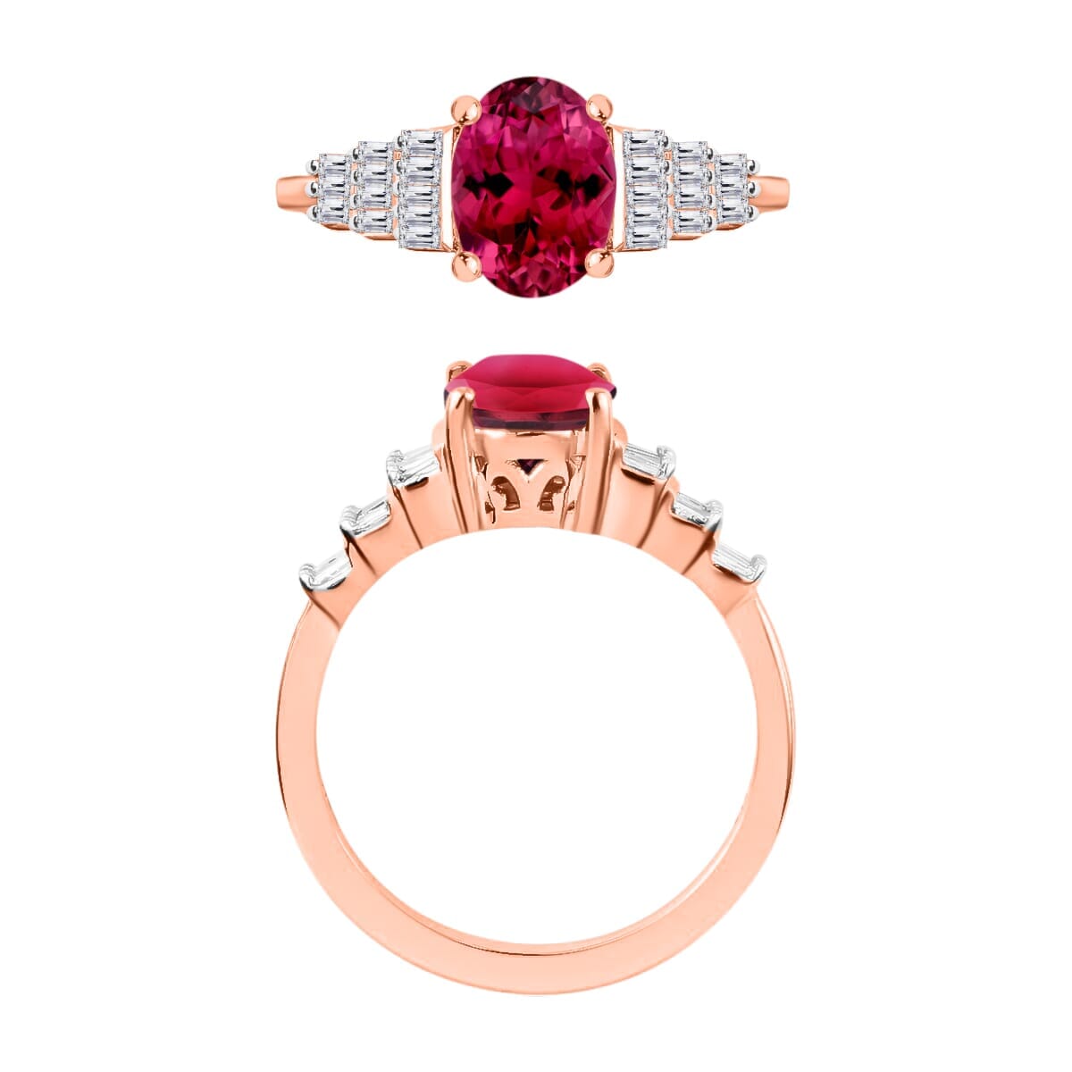 Rhapsody AAAA Ouro Fino Rubellite and E-F VS2 Diamond Ring in 18K Rose Gold (Size 7.0) 4.5 Grams 1.43 ctw image number 3