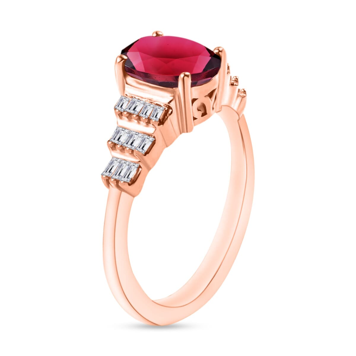 Rhapsody AAAA Ouro Fino Rubellite and E-F VS2 Diamond Ring in 18K Rose Gold (Size 8.5) 4.5 Grams 1.43 ctw image number 2