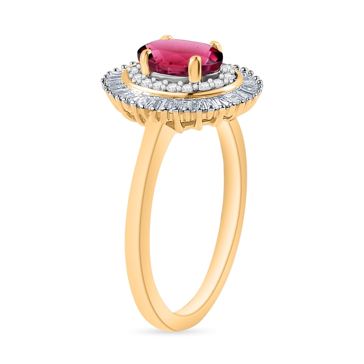 Rhapsody AAAA Ouro Fino Rubellite and E-F VS2 Diamond Ring in 18K Yellow Gold (Size 6.0) 1.06 ctw image number 2