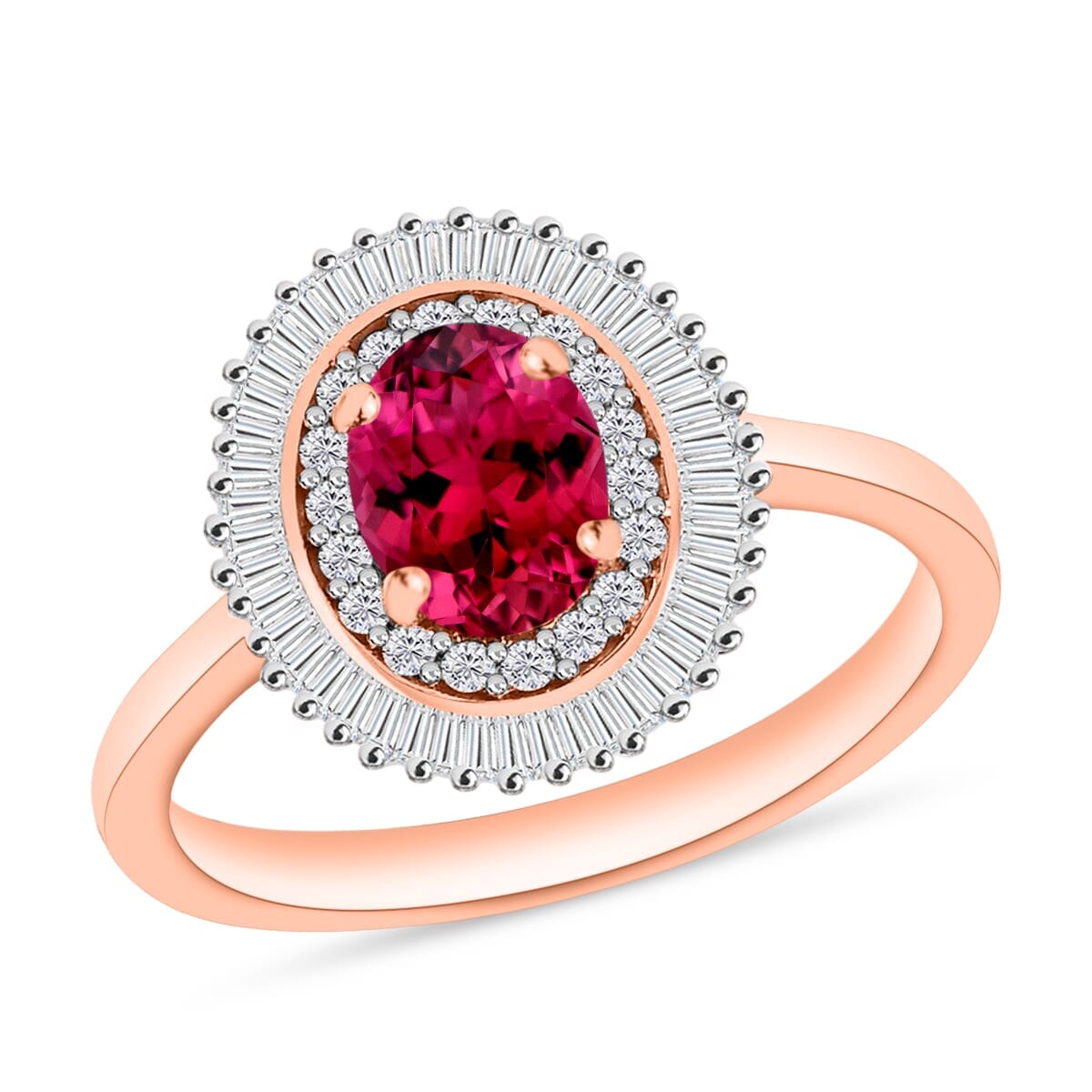 Rhapsody AAAA Ouro Fino Rubellite and E-F VS2 Diamond Ring in 18K Rose Gold (Size 5.0) 1.06 ctw image number 0