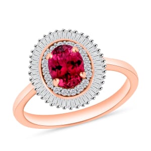 Rhapsody AAAA Ouro Fino Rubellite and E-F VS2 Diamond Ring in 18K Rose Gold (Size 5.0) 1.06 ctw