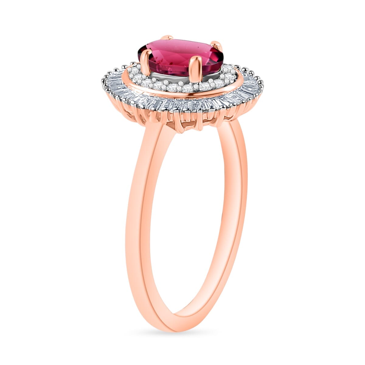 Rhapsody AAAA Ouro Fino Rubellite and E-F VS2 Diamond Ring in 18K Rose Gold (Size 5.0) 1.06 ctw image number 2