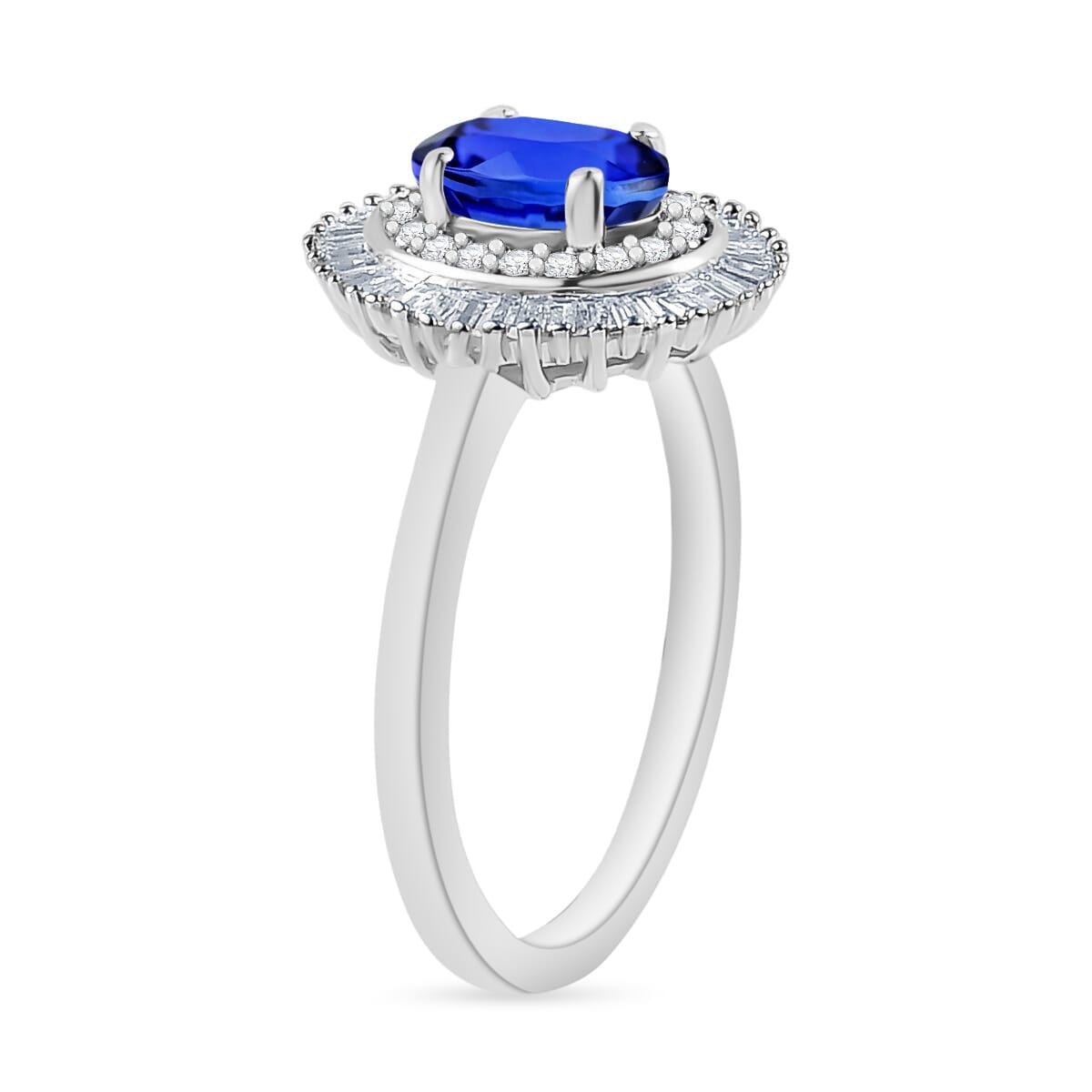 Rhapsody AAAA Tanzanite and E-F VS2 Diamond Ring in 18K White Gold (Size 5.0) 1.06 ctw image number 2