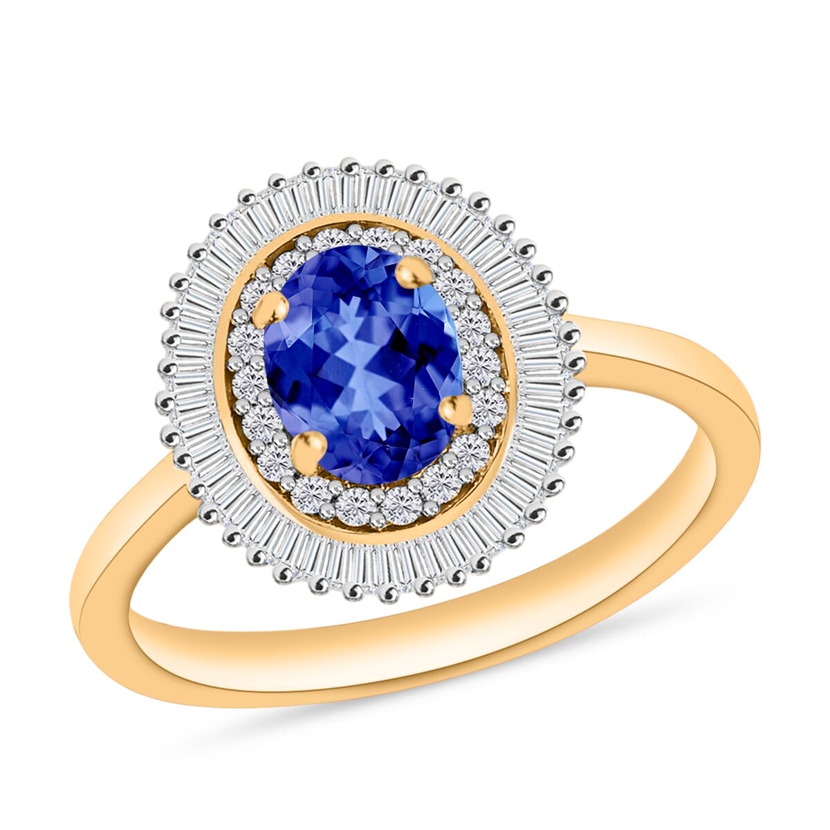 Rhapsody AAAA Tanzanite and E-F VS2 Diamond Ring in 18K Yellow Gold (Size 4.5) 1.06 ctw image number 0